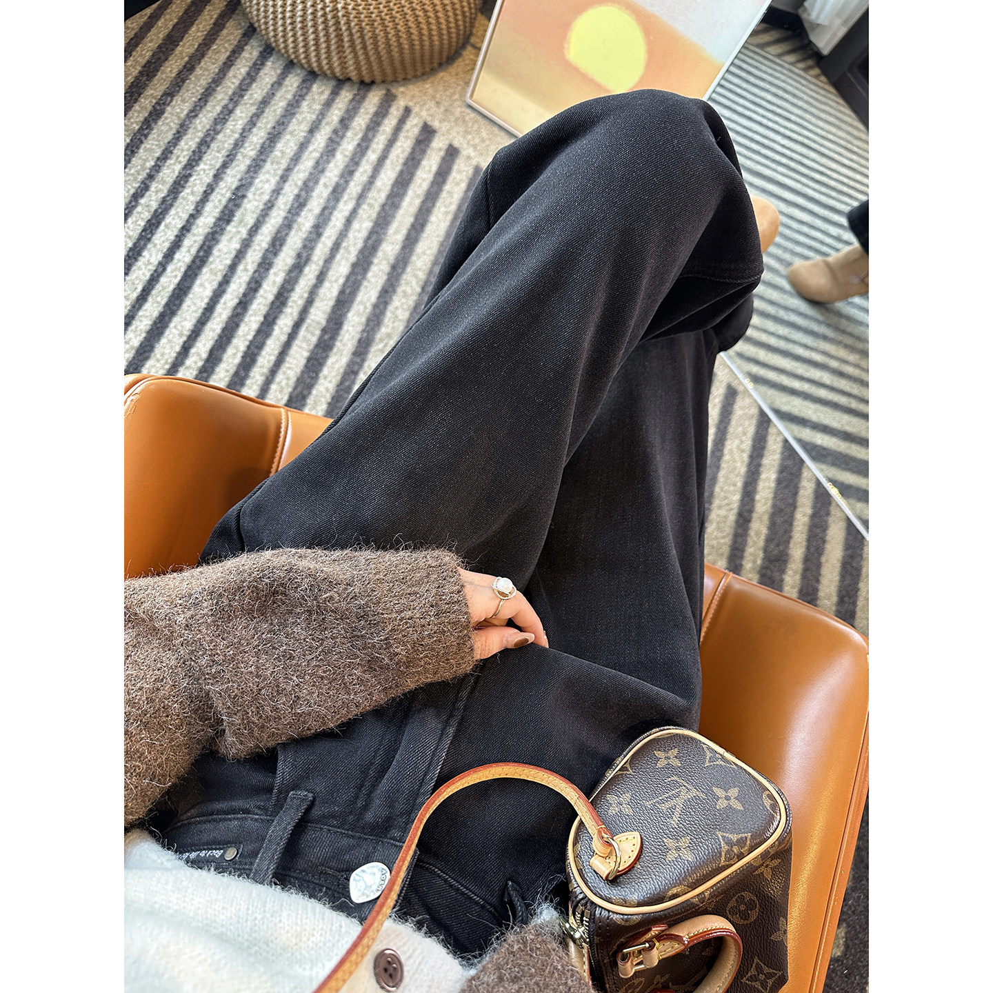 显瘦实力派！黑色加绒直筒牛仔裤女秋冬高腰垂感宽松阔腿拖地裤子,女装/女士精品,牛仔裤,淘宝优惠券,粉丝福利购,淘宝优惠卷