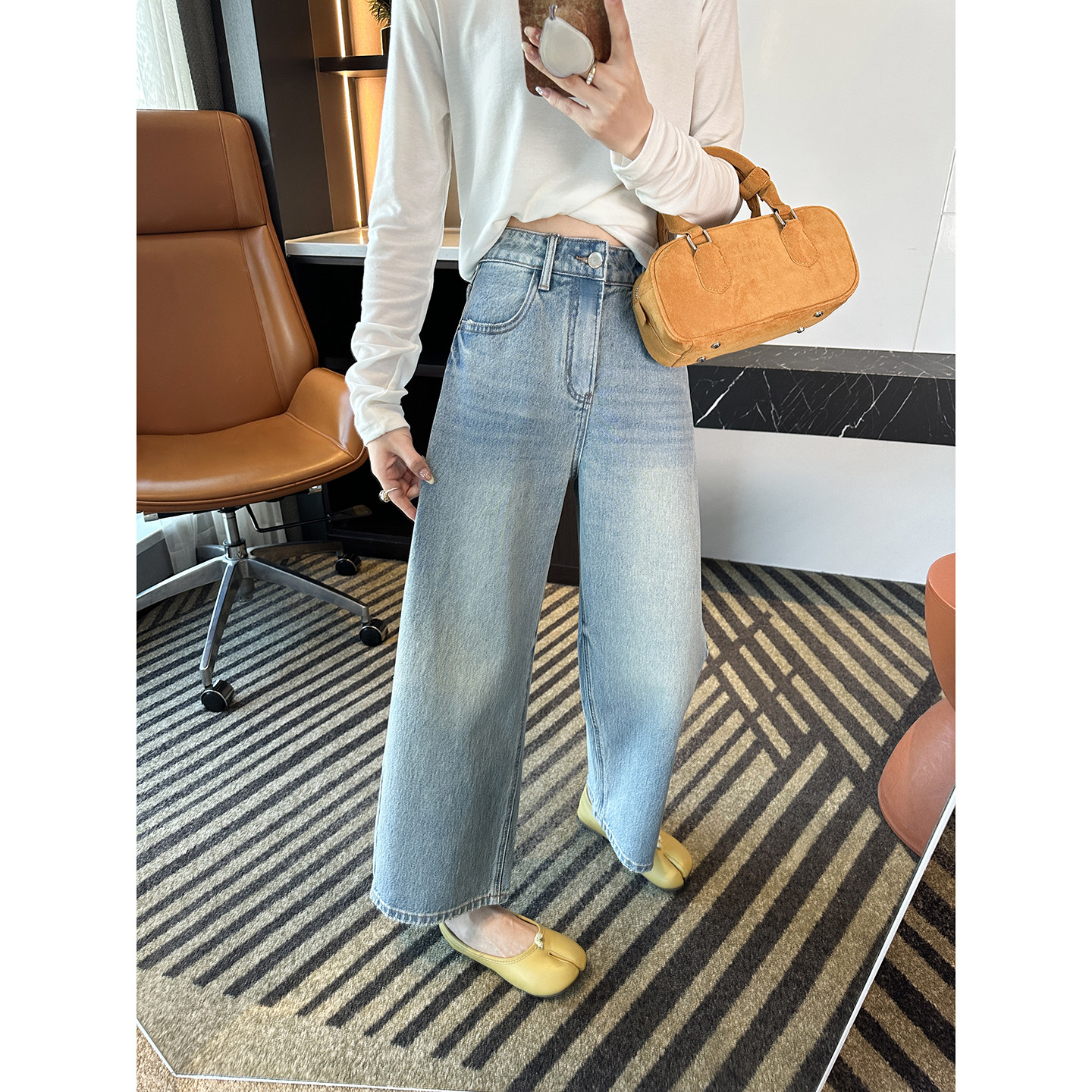 长期主义！~小个子九分阔腿弯刀裤子女春新款美式复古宽松牛仔裤,女装/女士精品,牛仔裤,淘宝优惠券,粉丝福利购,淘宝优惠卷