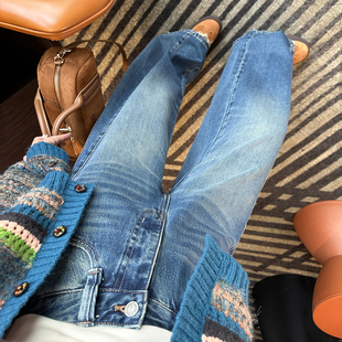 女秋新慵懒百搭显瘦拖地裤 拯救不完美腿型 斜裁宽松阔腿牛仔裤