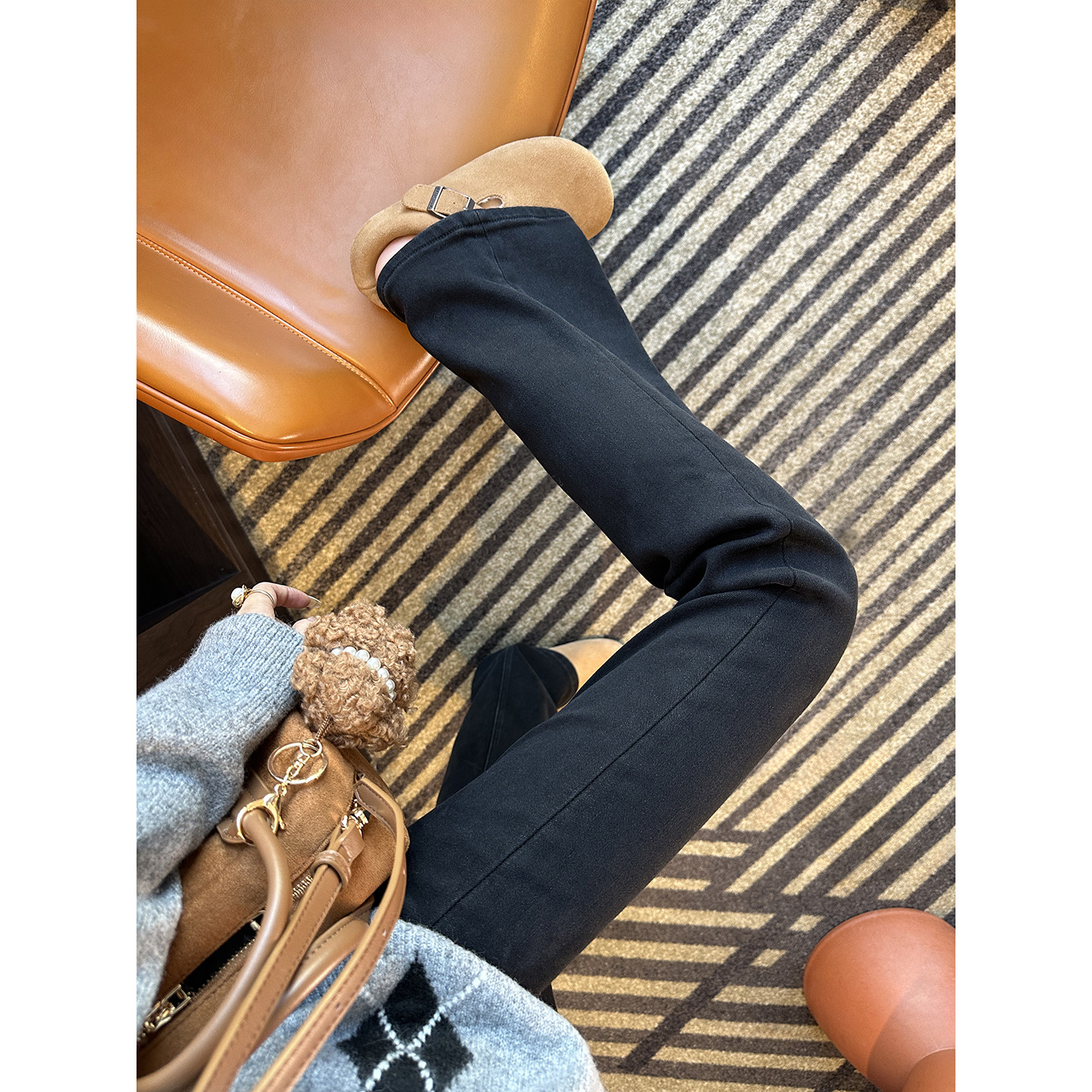 腿精担当！秋冬植绒微喇叭牛仔裤