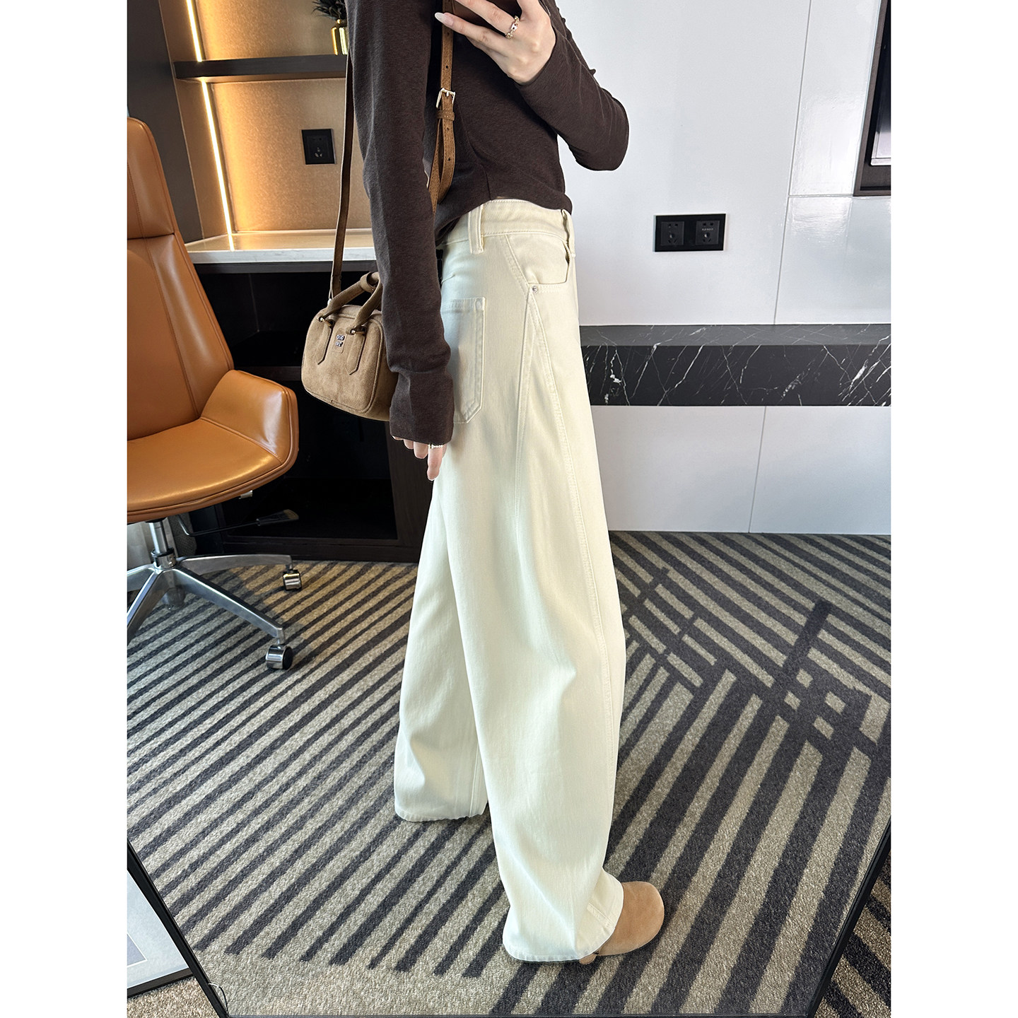 颜色太爱了！~高腰弯刀阔腿牛仔裤女2026新款宽松垂感显瘦长裤子,女装/女士精品,牛仔裤,淘宝优惠券,粉丝福利购,淘宝优惠卷