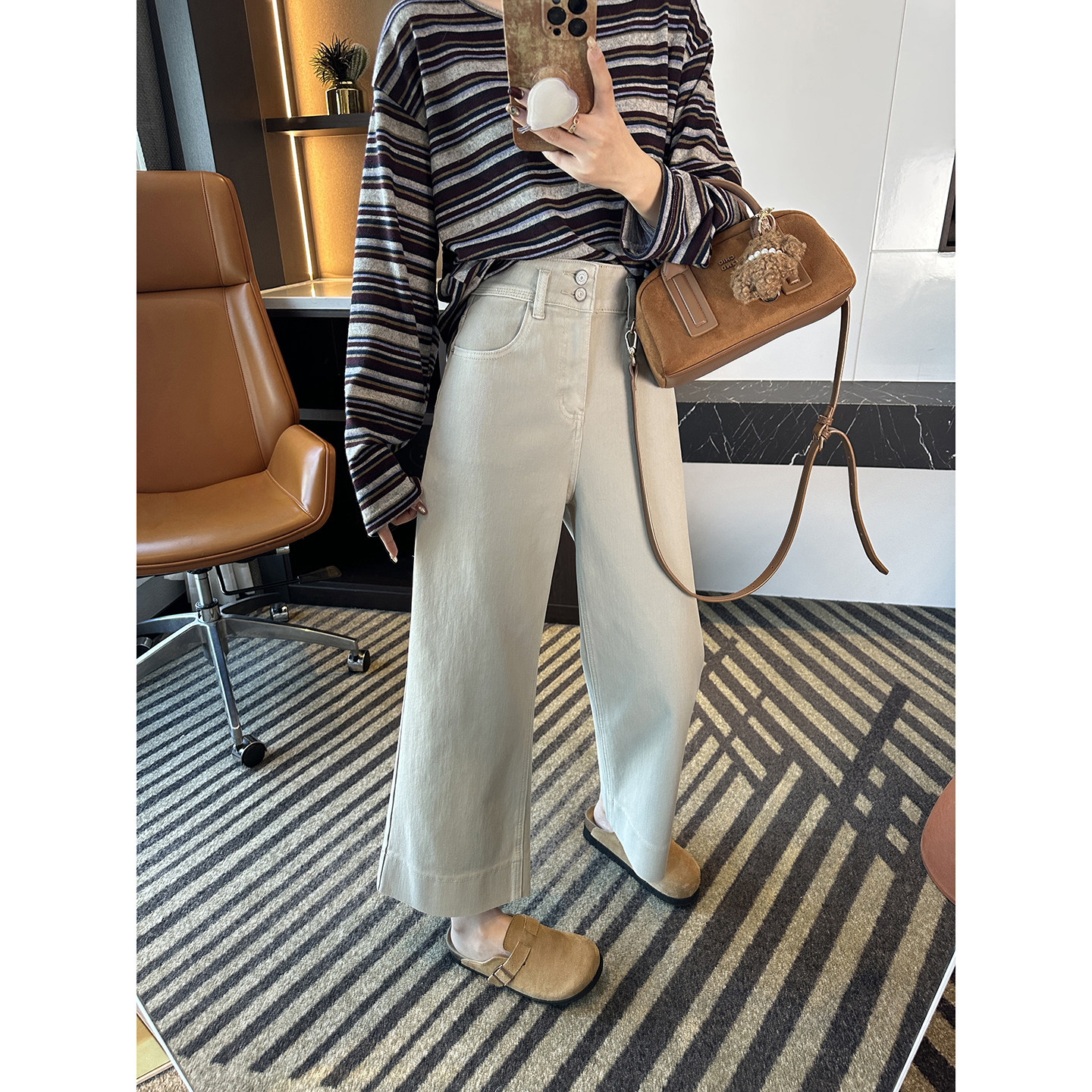 新一届神裤！~小个子九分直筒牛仔裤女新款卡其色弹力宽松阔腿裤,女装/女士精品,牛仔裤,淘宝优惠券,粉丝福利购,淘宝优惠卷