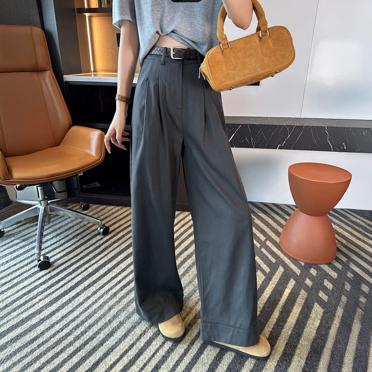 裤型巨赞~！遮肉垂感阔腿休闲裤女2025新款百搭显瘦宽松直筒裤子,女装/女士精品,休闲裤,淘宝优惠券,粉丝福利购,淘宝优惠卷