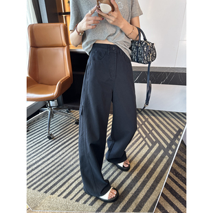 子女2026新款 修腿神裤 宽松阔腿拖地白色裤 春季 遮胯弯刀休闲裤