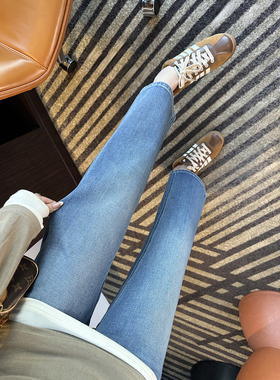 王炸升级！~小个子烟管牛仔裤女新款春季显瘦高腰弹力九分直筒裤