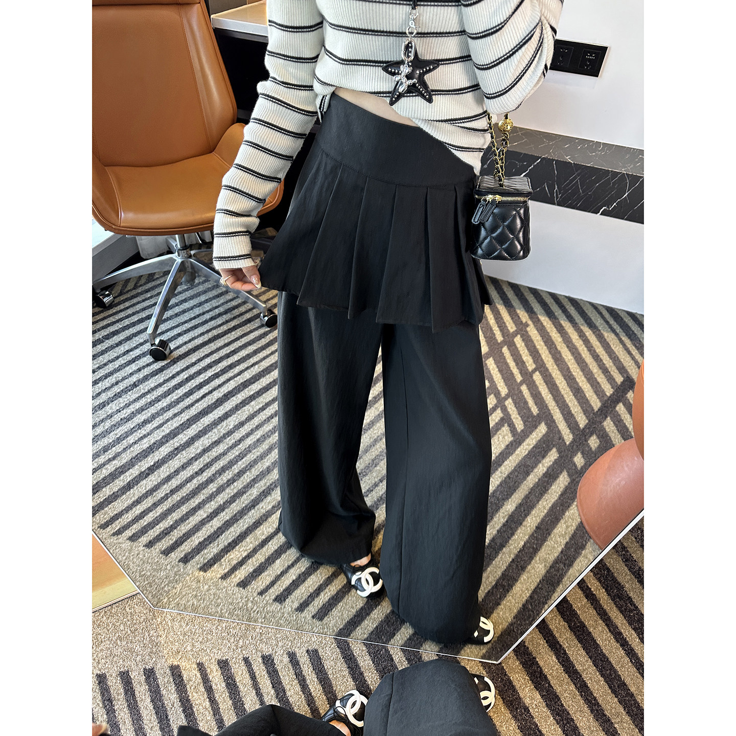 神级好穿！~遮胯百褶屁帘裤子显瘦高腰垂感阔腿假两件休闲裤女新,女装/女士精品,休闲裤,淘宝优惠券,粉丝福利购,淘宝优惠卷