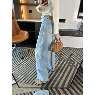 遮胯宽松休闲长裤 女2026新款 松弛感阔腿镰刀牛仔裤 梨型chao爱