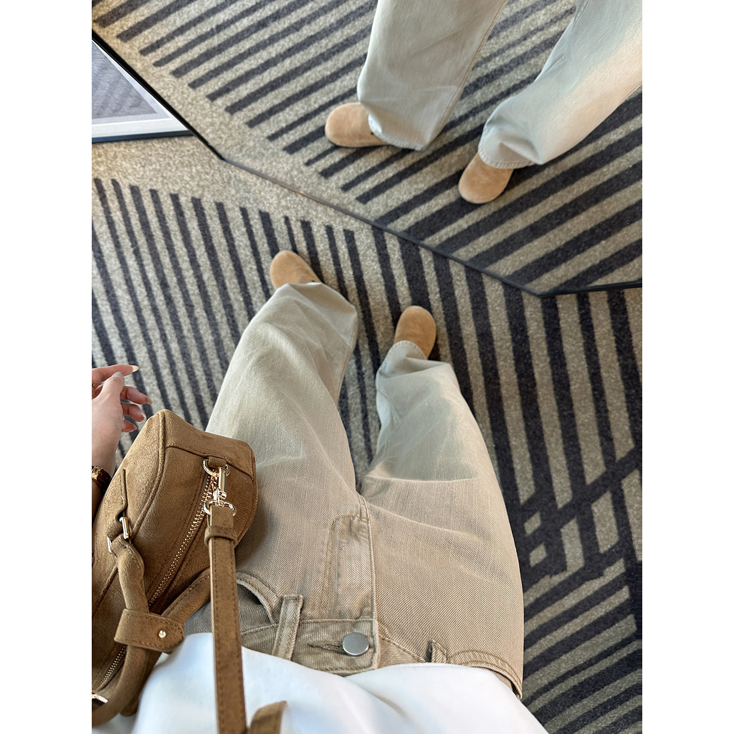 本期chao爱!~卡其色工装牛仔裤女2026春新款高腰宽松阔腿长裤子