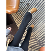 子 女2025秋冬加绒高腰弹力显瘦微喇裤 焊在腿上 黑色喇叭牛仔裤