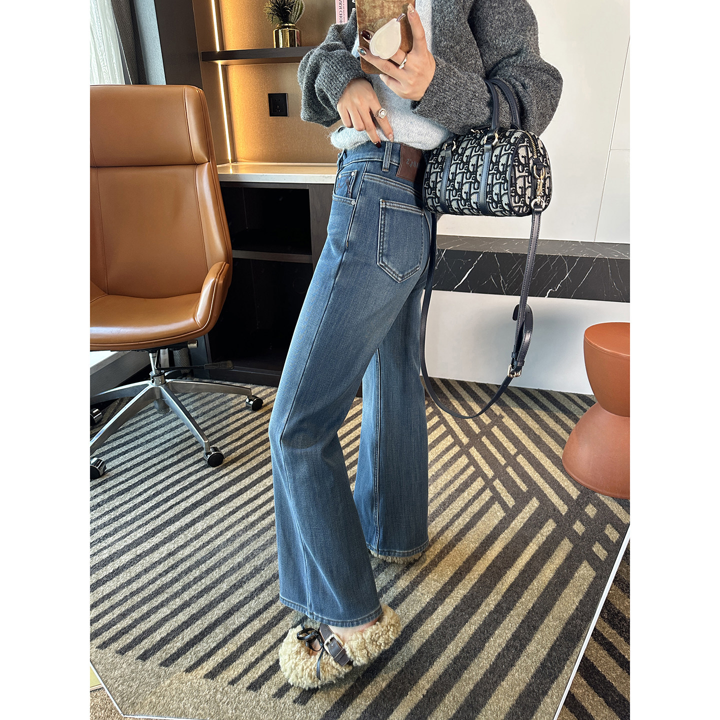 腿精入冬！~双版四面弹筒喇叭牛仔裤加绒女新款高腰修身显瘦长裤,女装/女士精品,牛仔裤,淘宝优惠券,粉丝福利购,淘宝优惠卷