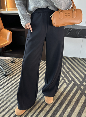 锁温力MAX！~保暖加厚绒直筒休闲裤女新醋酸羊毛宽松垂感阔腿长裤