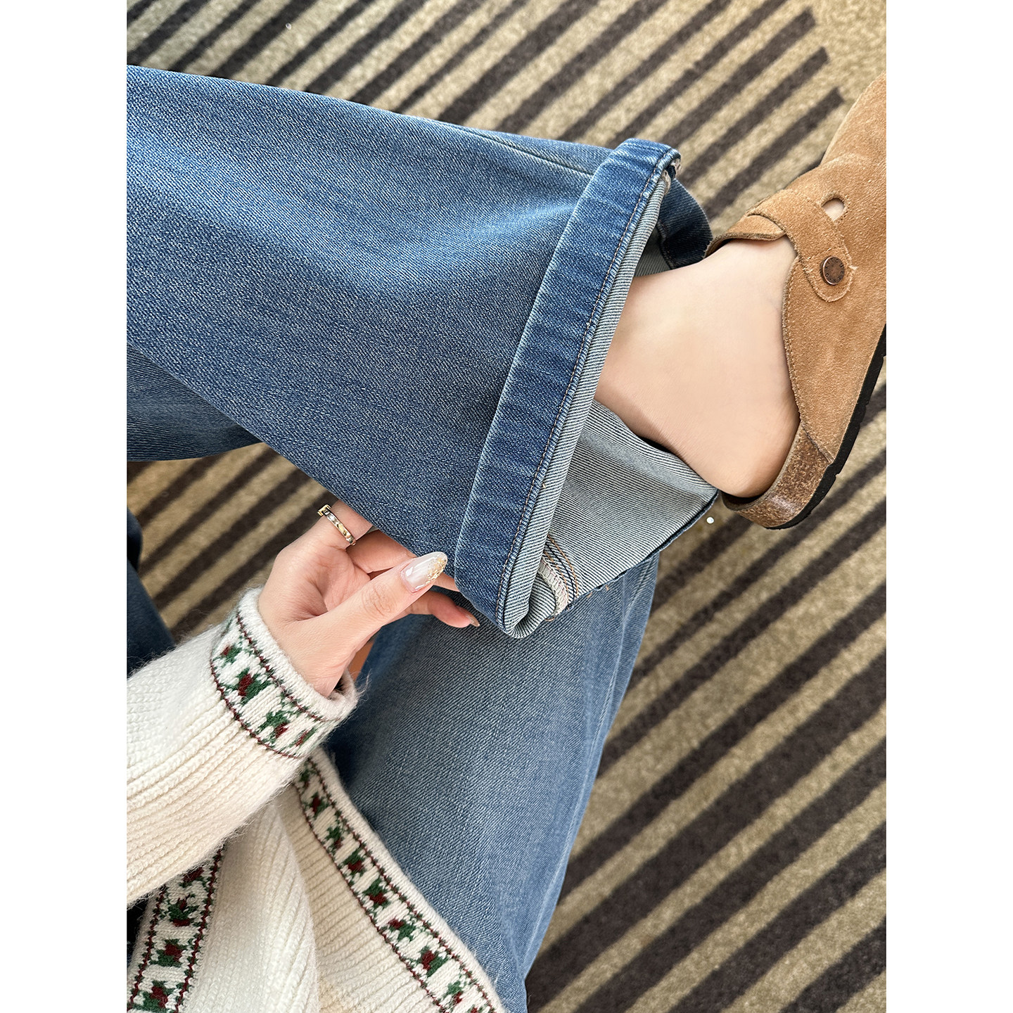 显瘦不贴腿！~高腰筒喇叭牛仔裤女早春2026新款弹力显瘦拖地裤子,女装/女士精品,牛仔裤,淘宝优惠券,粉丝福利购,淘宝优惠卷