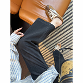 高腰弹力宽松直筒奶奶裤 镇店版 女秋冬款 九分阔腿牛仔裤 闭眼入