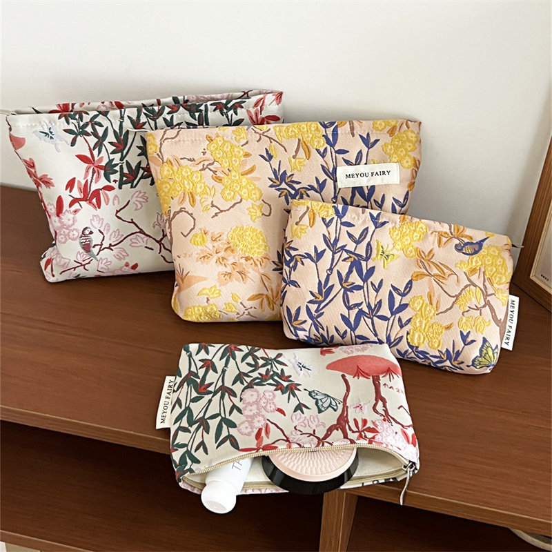 文艺花朵化妆包帆布便携收纳袋旅行外出小方包钱包内胆包洗漱包,收纳整理,化妆包,淘宝优惠券,粉丝福利购,淘宝优惠卷