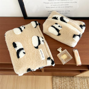 可爱立体熊猫化妆包加厚洗漱包便携式 笔袋收纳包手拿包相机内胆包