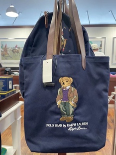 乐天日本韩国刺绣棕色西装 熊包包帆布包购物袋皮手提袋托特包书袋