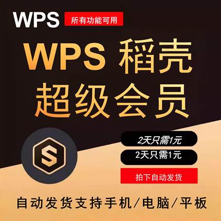 wps超级会员 稻壳超级会员 临时会员 2天只需1元 文件简历编辑
