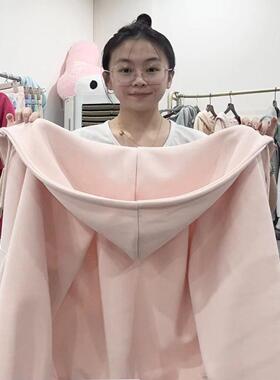 WAKKF2026春季粉色拉链卫衣外套重磅慵懒风oversize情侣款上衣