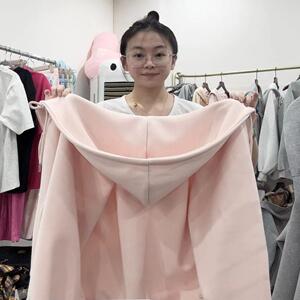 WAKKF2026春季粉色拉链卫衣外套重磅慵懒风oversize情侣款上衣
