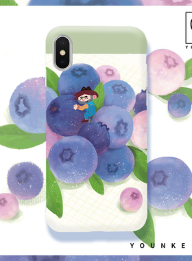 【原创】younke蓝莓大叔夏日手机壳适用文艺苹果xs软壳11紫色7p