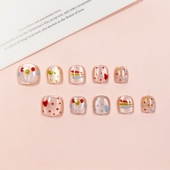 小朋友3岁到10岁儿童穿戴甲美甲贴圣诞新年成品纯手工分码 指甲贴