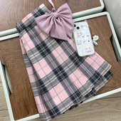 JK制服套装 原创正版 秋冬格裙短裙学院风百褶裙狗皮皮jk 桃野爱