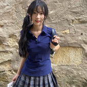 小谷 原创夏季 基础款 POLO衫 日系学生T恤狗皮皮jk制服