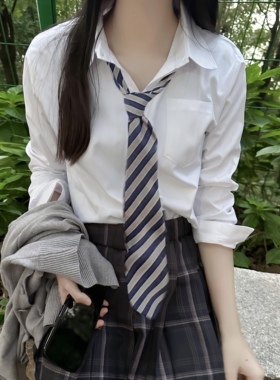狗皮皮JK基础款秋冬内搭长袖衬衫校供感日系打底T恤白色制服原创