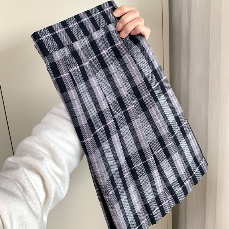 【小薏】原创紫色格裙日系学院风百褶裙狗皮皮JK