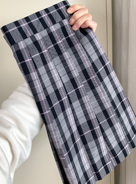 【小薏】原创紫色格裙日系学院风百褶裙狗皮皮JK