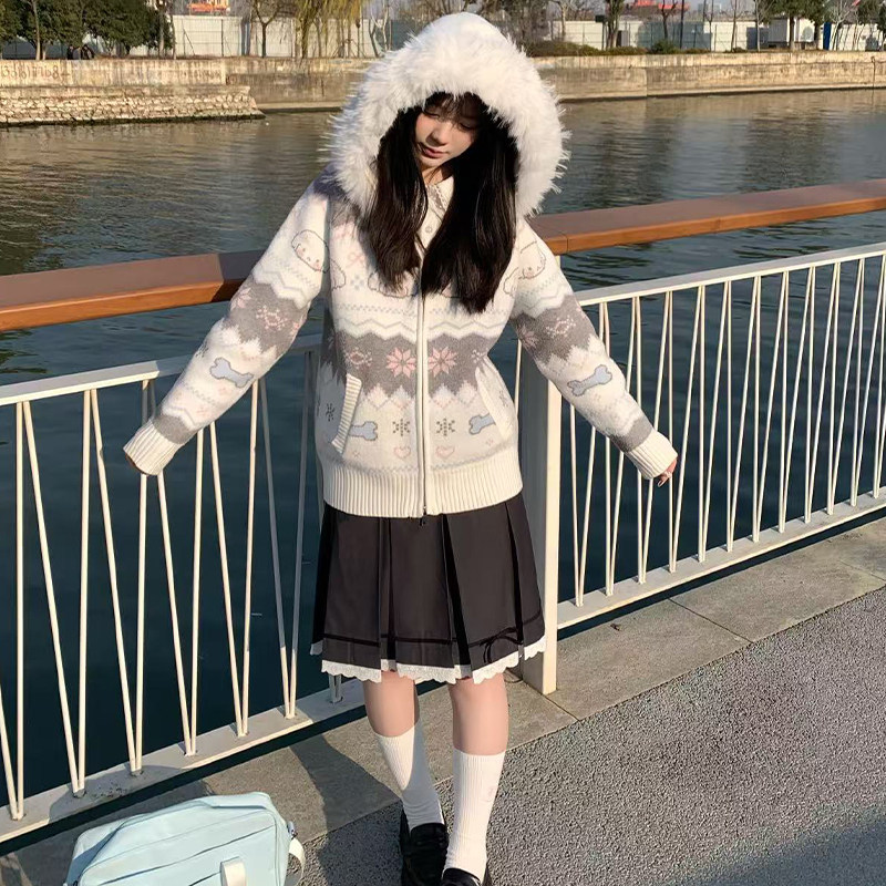 1.23/20点【汪汪雪饼】狗皮皮jk原创小狗连帽毛衣秋冬可爱外套,女装/女士精品,毛衣,淘宝优惠券,粉丝福利购,淘宝优惠卷