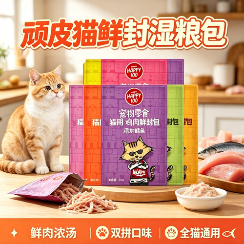 顽皮happy100成幼猫鲜封包肉泥