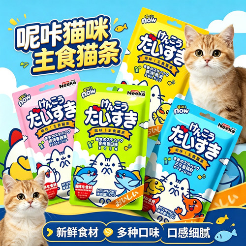 呢咔猫条鸡肉鸭肉三文鱼磷虾猫条