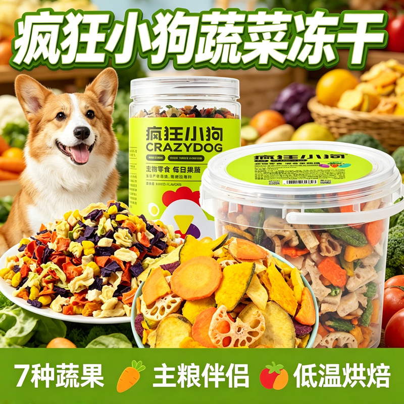 疯狂小狗果蔬主粮伴侣每日蔬菜水果拌饭成幼犬通用蔬菜冻干狗零食