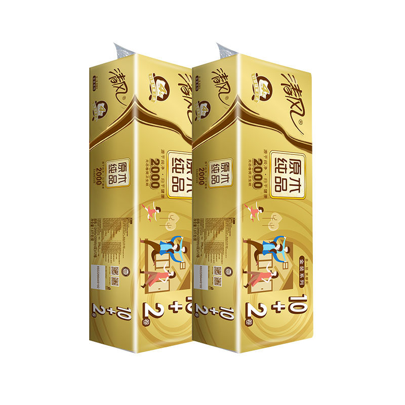 清风卷纸 原木纯品金装系列 4层2000克卫生纸 无芯纸家用两提24卷高性价比高么？