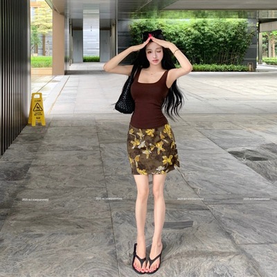 带胸垫辣妹短款吊带背心女夏季修身无袖弹力显瘦上衣外穿