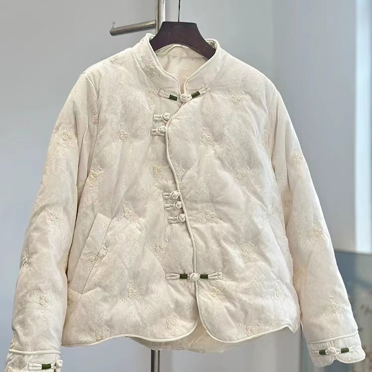 专柜撤回新中式国风盘扣白色提花刺绣斜襟立领高级感重工外套女,女装/女士精品,上衣,淘宝优惠券,粉丝福利购,淘宝优惠卷