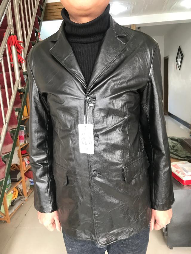二手男士皮衣真皮外套男装羊皮头层皮 商务男士休闲皮西服领九新