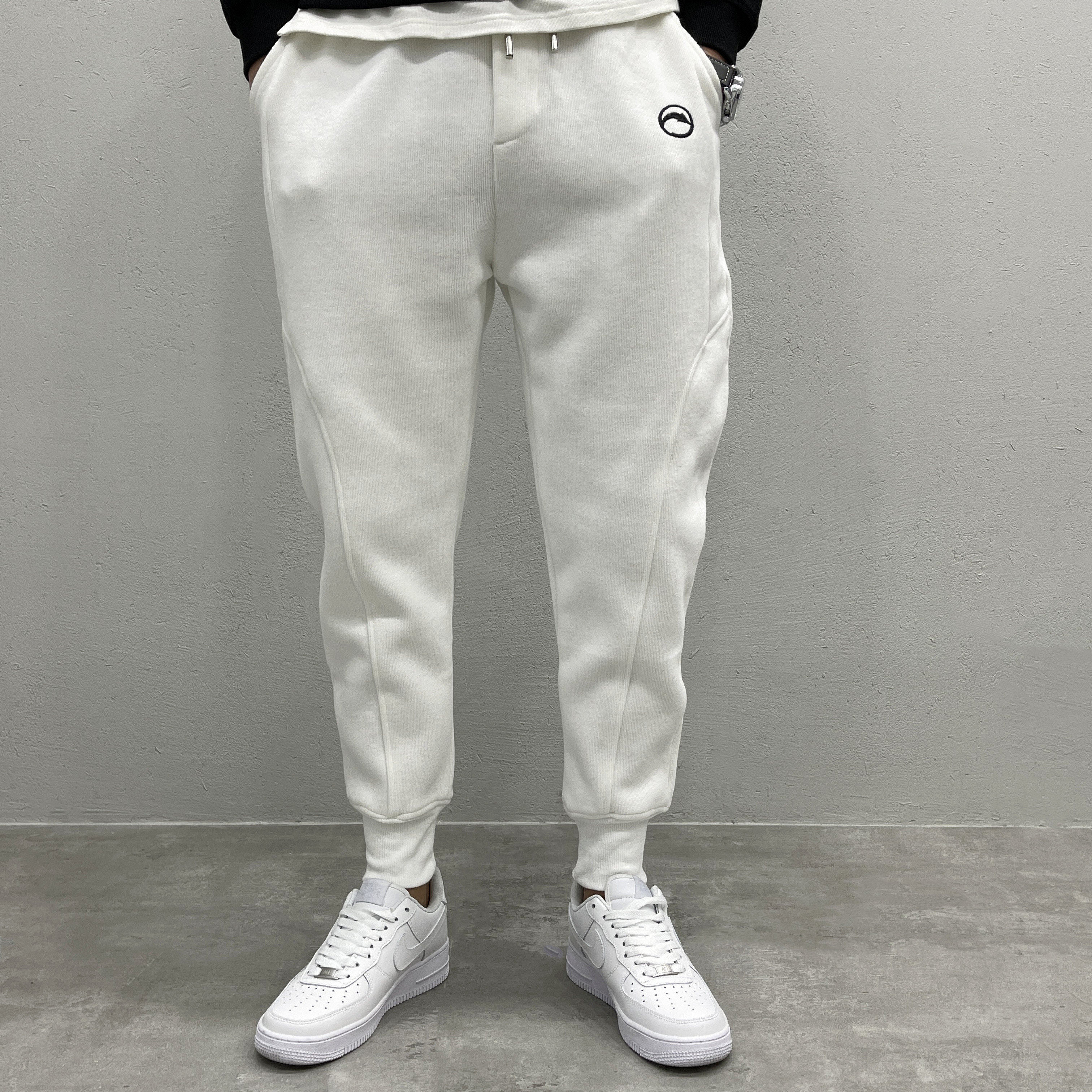 加绒加厚束脚松紧腰小脚修身九分休闲裤潮男秋冬弹力宽松哈伦卫裤