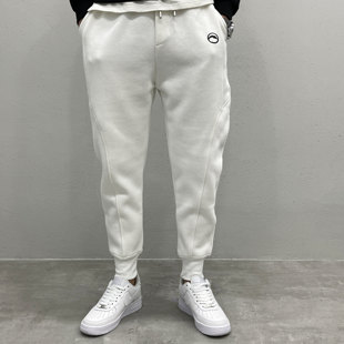 加绒加厚束脚松紧腰小脚修身九分休闲裤潮男秋冬弹力宽松哈伦卫裤