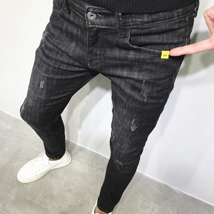 百搭复古黑色紧身小脚牛仔长裤 经典 男潮春夏秋冬社会小伙青年网红
