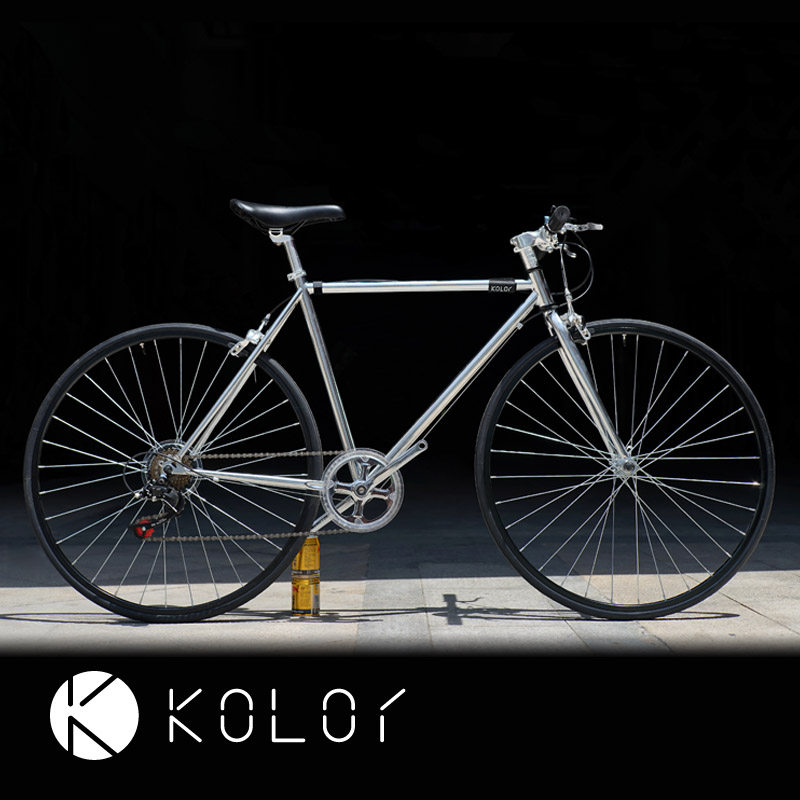 kolor包邮公路自行车赛车700c变速男式复古公路车直把电镀银单车