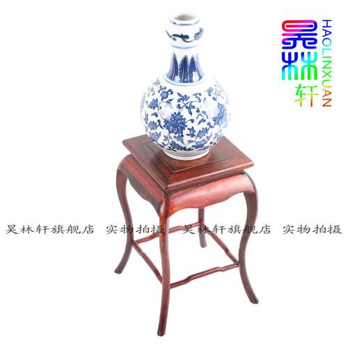 昊林轩 红酸枝老红木家居摆件 木雕    明式简约仿古实木小花架 - 封面