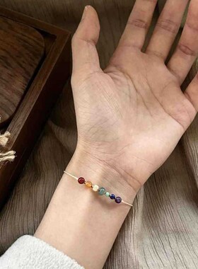 彩色多巴胺手工串珠编绳细手链小众设计感名族风复古百搭新中式女