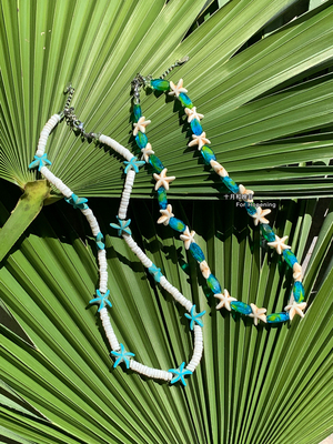 蓝色琉璃海星海洋风项链