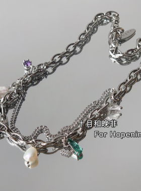 珍珠天然石锁骨链小众设计