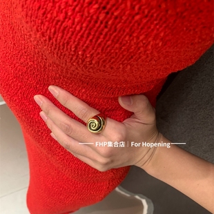 FHP 自制Sophie Buhai风小众设计高级感漩涡螺造型戒指时髦食指戒