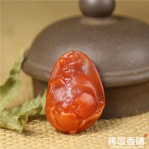 正宗自然云南保山南红玛瑙莲花挂件吊坠居家饰品挂坠吊坠收藏