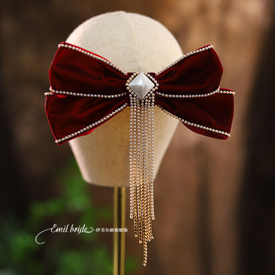 新款结婚丝绒流梳结婚头饰发夹