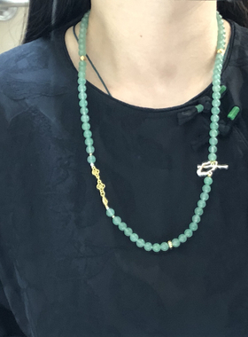 独龙玉冰甜绿色项链手链两戴款6.6mm